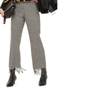 Topshop Fringe Hem Plaid Pants